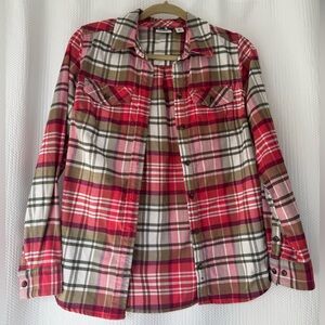 LL Bean Women’s Whisper Lodge Plaid Stretch Flannel Button Down